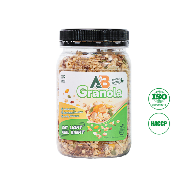 AB Granola siêu hạt ngũ cốc Mix trái cây sấy 480G vị dừa nhiệt đới