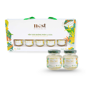 Yến tươi đường phèn lá dứa Việt Nam Quốc Yến hộp 5 *75 ml
